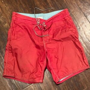 Birdwell beach Britches Men's Red Swim Trunks with Lace-Up Waist - 33